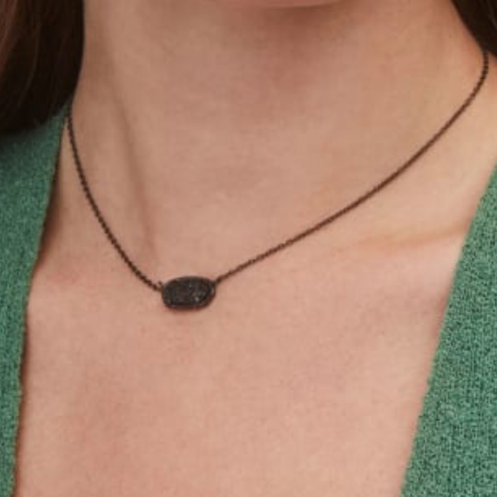 Kendra Scott Ever Gunmetal Pendant Necklace in Black Drusy